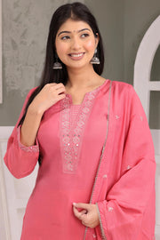 Coral Grace Embroidered Kurta Set